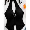 imageMakeMeChic Womens Halter Tops Slit Twist Front Backless Cute Summer Tank TopPlain Black