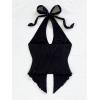 imageMakeMeChic Womens Halter Tops Slit Twist Front Backless Cute Summer Tank TopPlain Black
