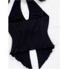 imageMakeMeChic Womens Halter Tops Slit Twist Front Backless Cute Summer Tank TopPlain Black