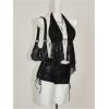 imageMakeMeChic Womens Halter Tops Y2k Going Out Cheetah Print TopBlack Lace