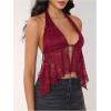 imageMakeMeChic Womens Halter Tops Y2k Going Out Cheetah Print TopBurgundy Lace