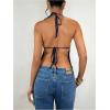 imageMakeMeChic Womens Halter Tops Y2k Going Out Cheetah Print TopSequin Blue
