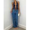 imageMakeMeChic Womens Halter Tops Y2k Going Out Cheetah Print TopSequin Blue