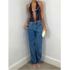 imageMakeMeChic Womens Halter Tops Y2k Going Out Cheetah Print TopSequin Blue