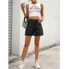 imageMakeMeChic Womens High Waist Jean Shorts Casual Raw Hem Straight Leg Summer Denim ShortsBlack