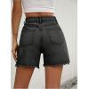 imageMakeMeChic Womens High Waist Jean Shorts Casual Raw Hem Straight Leg Summer Denim ShortsBlack