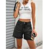 imageMakeMeChic Womens High Waist Jean Shorts Casual Raw Hem Straight Leg Summer Denim ShortsBlack