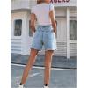 imageMakeMeChic Womens High Waist Jean Shorts Casual Raw Hem Straight Leg Summer Denim ShortsBlue B