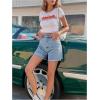 imageMakeMeChic Womens High Waist Jean Shorts Casual Raw Hem Straight Leg Summer Denim ShortsBlue B