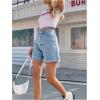 imageMakeMeChic Womens High Waist Jean Shorts Casual Raw Hem Straight Leg Summer Denim ShortsBlue B
