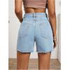 imageMakeMeChic Womens High Waist Jean Shorts Casual Raw Hem Straight Leg Summer Denim ShortsBlue C