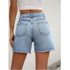 imageMakeMeChic Womens High Waist Jean Shorts Casual Raw Hem Straight Leg Summer Denim ShortsBlue a