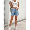 imageMakeMeChic Womens High Waist Jean Shorts Casual Raw Hem Straight Leg Summer Denim ShortsBlue a