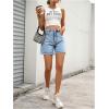 imageMakeMeChic Womens High Waist Jean Shorts Casual Raw Hem Straight Leg Summer Denim ShortsBlue a