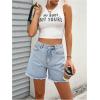 imageMakeMeChic Womens High Waist Jean Shorts Casual Raw Hem Straight Leg Summer Denim ShortsLight Blue