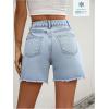 imageMakeMeChic Womens High Waist Jean Shorts Casual Raw Hem Straight Leg Summer Denim ShortsLight Blue