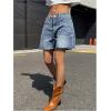 imageMakeMeChic Womens High Waist Jean Shorts Casual Raw Hem Straight Leg Summer Denim ShortsLight Wash