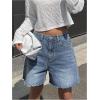 imageMakeMeChic Womens High Waist Jean Shorts Casual Raw Hem Straight Leg Summer Denim ShortsLight Wash