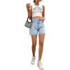 imageMakeMeChic Womens High Waist Jean Shorts Casual Raw Hem Straight Leg Summer Denim ShortsMedium Wash