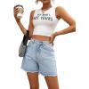imageMakeMeChic Womens High Waist Jean Shorts Casual Raw Hem Straight Leg Summer Denim ShortsMedium Wash