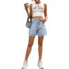 imageMakeMeChic Womens High Waist Jean Shorts Casual Raw Hem Straight Leg Summer Denim ShortsMedium Wash