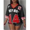 imageMakeMeChic Womens Jersey Shirts Number Graphic Oversized Y2K Tee TopsBlack