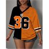 imageMakeMeChic Womens Jersey Shirts Number Graphic Oversized Y2K Tee TopsBlack Orange
