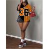 imageMakeMeChic Womens Jersey Shirts Number Graphic Oversized Y2K Tee TopsBlack Orange