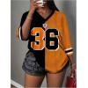 imageMakeMeChic Womens Jersey Shirts Number Graphic Oversized Y2K Tee TopsBlack Orange