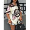 imageMakeMeChic Womens Jersey Shirts Number Graphic Oversized Y2K Tee TopsBrown Apricot