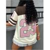 imageMakeMeChic Womens Jersey Shirts Number Graphic Oversized Y2K Tee TopsBrown Apricot