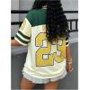 imageMakeMeChic Womens Jersey Shirts Number Graphic Oversized Y2K Tee TopsGreen Apricot