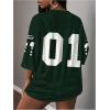 imageMakeMeChic Womens Jersey Shirts Number Graphic Oversized Y2K Tee TopsGreen White