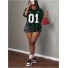 imageMakeMeChic Womens Jersey Shirts Number Graphic Oversized Y2K Tee TopsGreen White