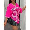 imageMakeMeChic Womens Jersey Shirts Number Graphic Oversized Y2K Tee TopsHot Pink