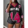 imageMakeMeChic Womens Jersey Shirts Number Graphic Oversized Y2K Tee TopsHot Pink Black