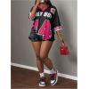 imageMakeMeChic Womens Jersey Shirts Number Graphic Oversized Y2K Tee TopsHot Pink Black