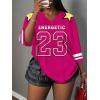 imageMakeMeChic Womens Jersey Shirts Number Graphic Oversized Y2K Tee TopsHot Pink Multi