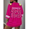 imageMakeMeChic Womens Jersey Shirts Number Graphic Oversized Y2K Tee TopsHot Pink Multi