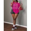 imageMakeMeChic Womens Jersey Shirts Number Graphic Oversized Y2K Tee TopsHot Pink Multi