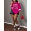 imageMakeMeChic Womens Jersey Shirts Number Graphic Oversized Y2K Tee TopsHot Pink Multi