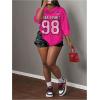 imageMakeMeChic Womens Jersey Shirts Number Graphic Oversized Y2K Tee TopsHot Pink Solid