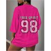 imageMakeMeChic Womens Jersey Shirts Number Graphic Oversized Y2K Tee TopsHot Pink Solid