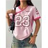 imageMakeMeChic Womens Jersey Shirts Number Graphic Oversized Y2K Tee TopsLight Pink