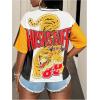 imageMakeMeChic Womens Jersey Shirts Number Graphic Oversized Y2K Tee TopsMustard Yellow
