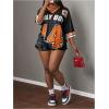 imageMakeMeChic Womens Jersey Shirts Number Graphic Oversized Y2K Tee TopsOrange