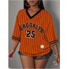 imageMakeMeChic Womens Jersey Shirts Number Graphic Oversized Y2K Tee TopsOrange Striped