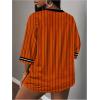 imageMakeMeChic Womens Jersey Shirts Number Graphic Oversized Y2K Tee TopsOrange Striped