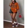 imageMakeMeChic Womens Jersey Shirts Number Graphic Oversized Y2K Tee TopsOrange Striped