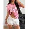 imageMakeMeChic Womens Jersey Shirts Number Graphic Oversized Y2K Tee TopsPink White